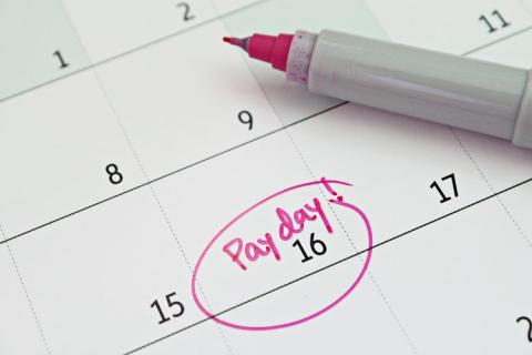 Payday marked on calendar